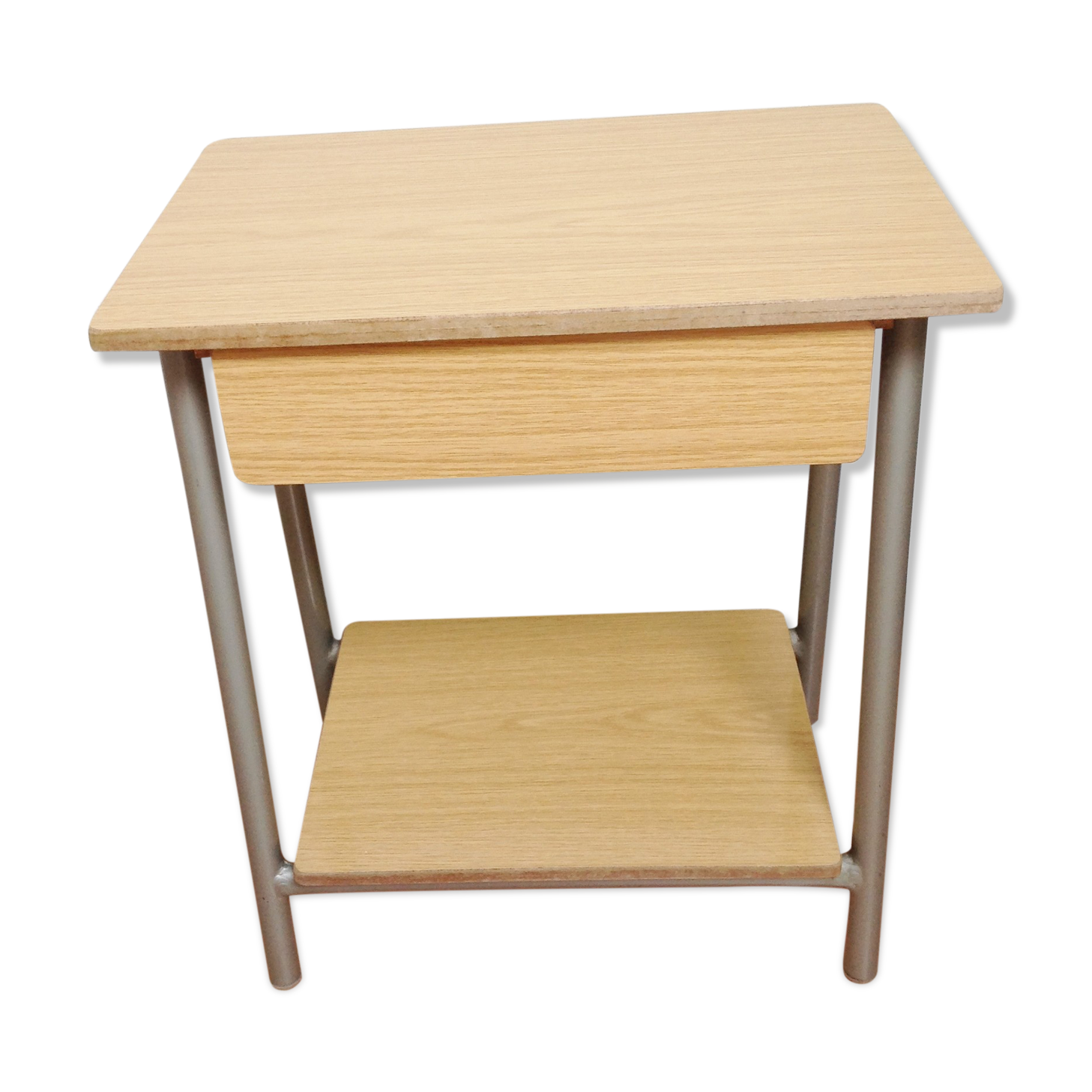 Bedside table in formica imitation wood / vintage 60s-70s