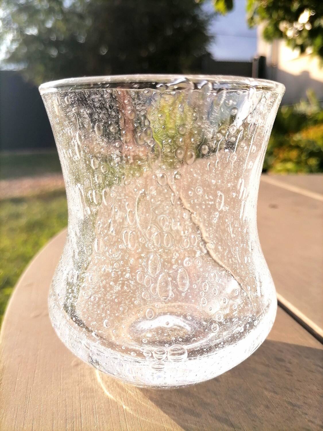 6 bubbled water glasses White Roman Goblet Biot Glassware