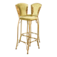 Lot de 2 tabourets de bar glamour Cobra dorés avec revêtement en velours vert années 70
