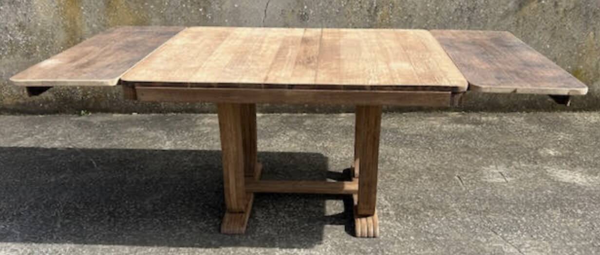 Dining table, 30s/40s, Art Deco, extendable, solid wood, extendable, lyre feet, legs