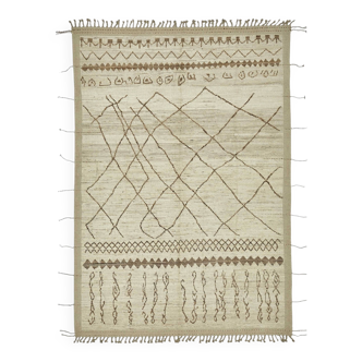 Hand-Knotted Tribal Unique 212 cm x 311 cm Beige Wool Carpet