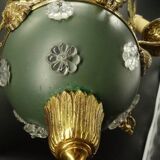 3-light chandelier with swan heads, Empire style - bronze & glass