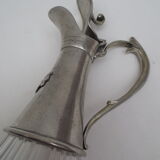 old ewer/carafe in crystal and tin