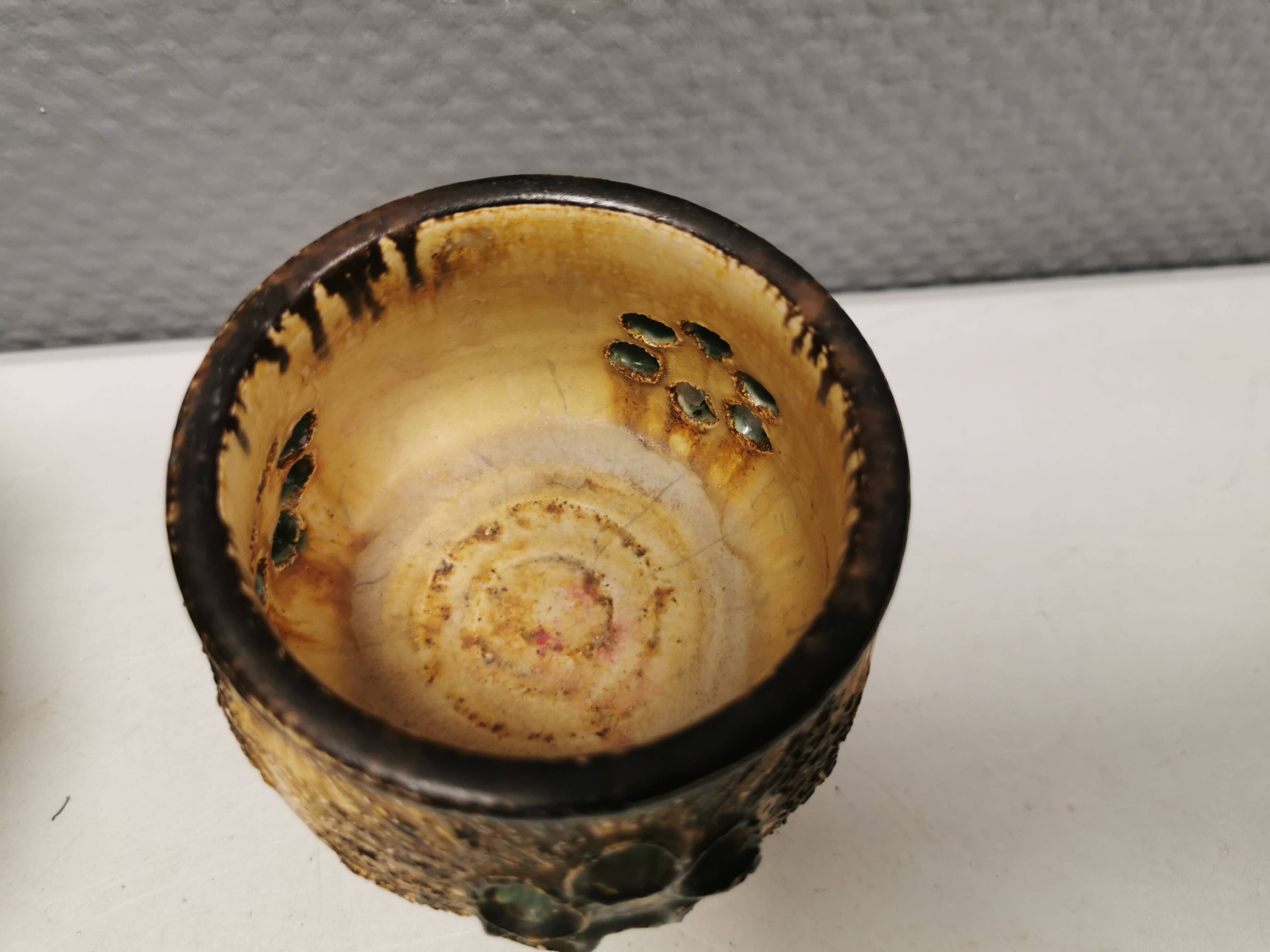 Two beautiful ceramic candle holders by Jette Hellerøe Denmark 1970-80s.