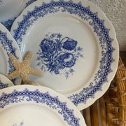 Set of 5 flat ironstone plates stamped Laveno