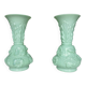 Lot de 2 vases en verre opalin vert clair SAINT LOUIS