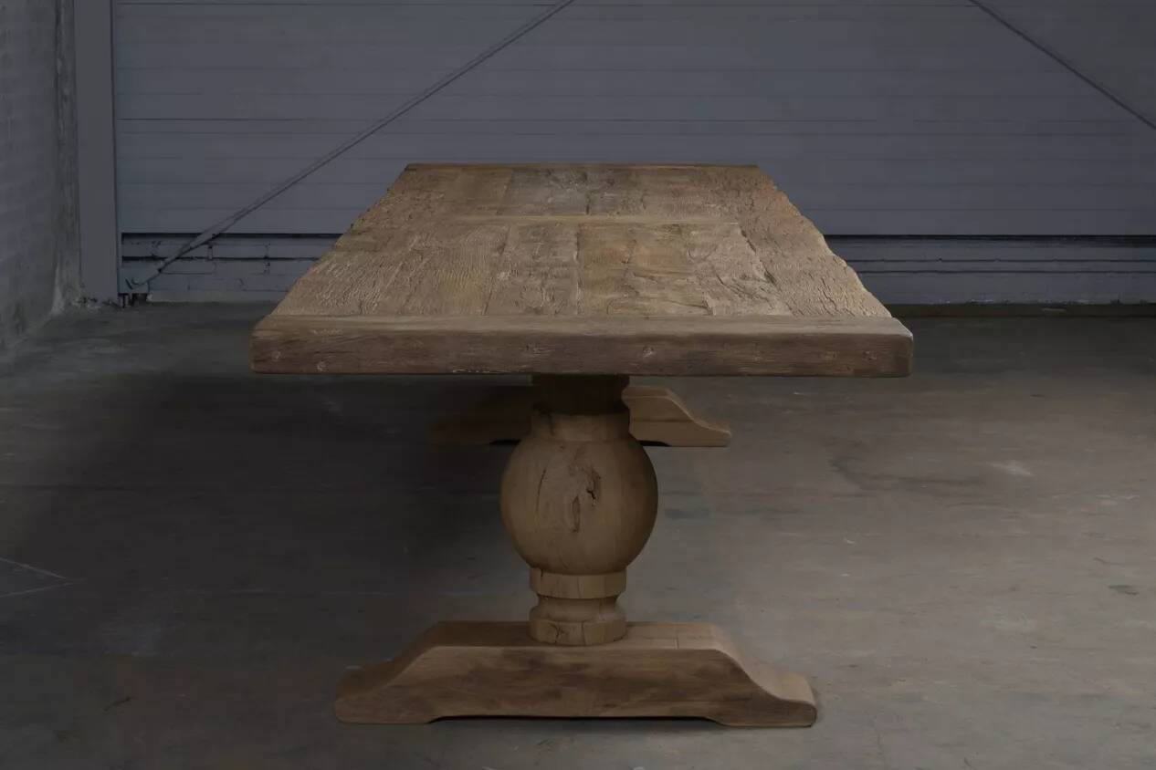 Large Monastère Soleil table in solid oak – 300 cm – Patinated finish