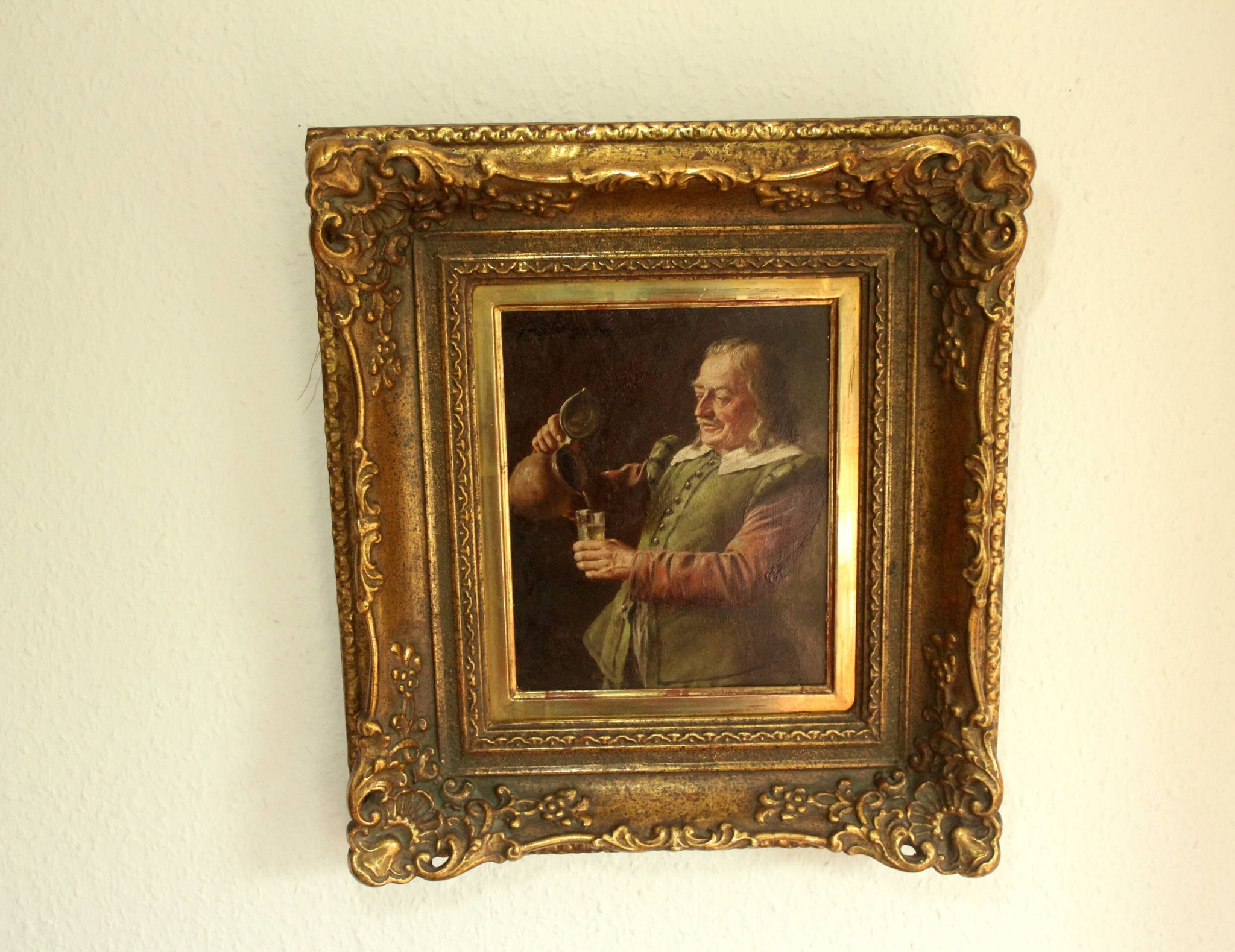 Painting by Fritz Wagner (1896-1939) - oil on wood - signed - wine tasting