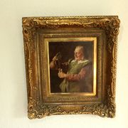 Painting by Fritz Wagner (1896-1939) - oil on wood - signed - wine tasting