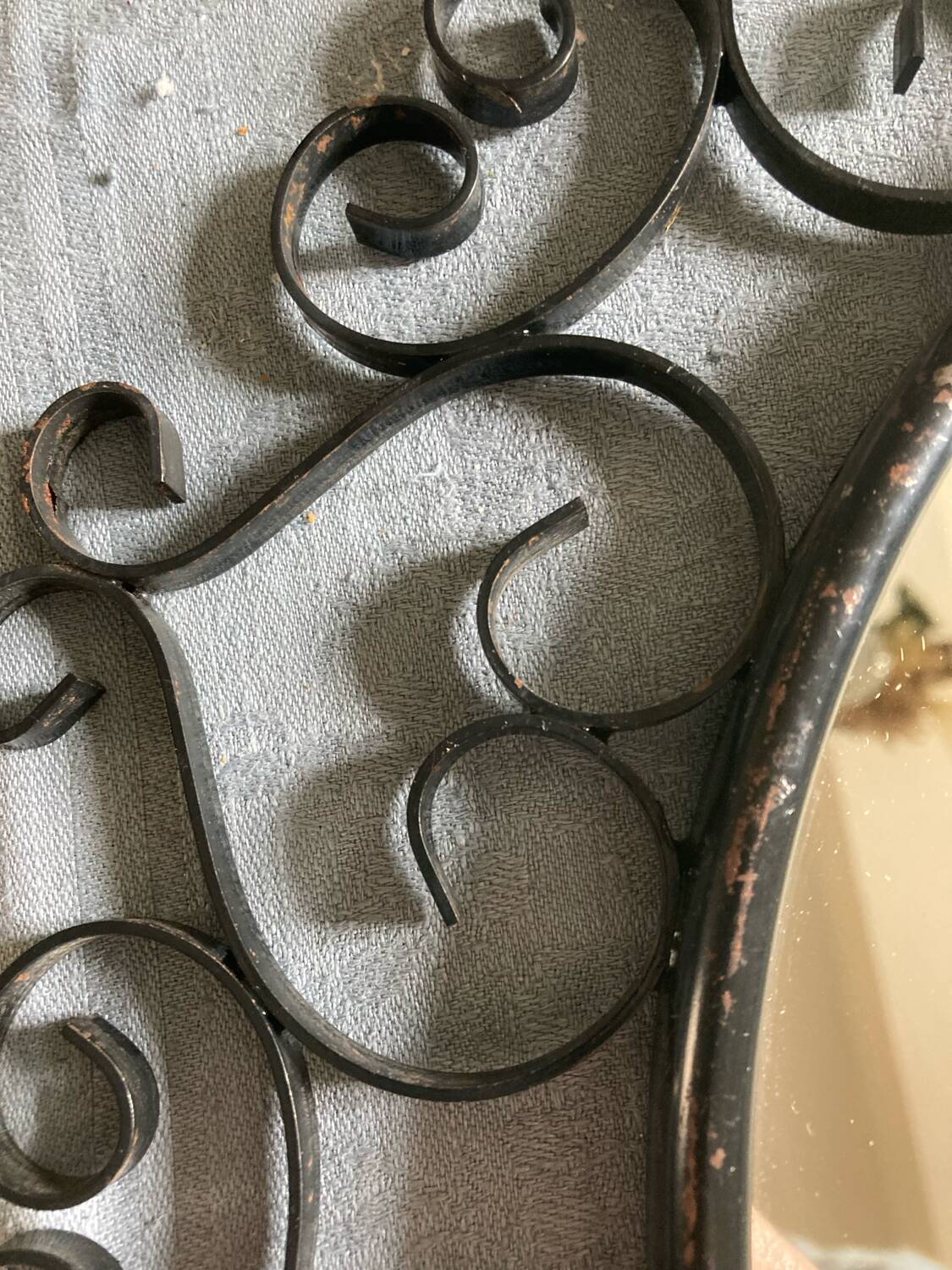 Large vintage black metal mirror Chaty Vallauris