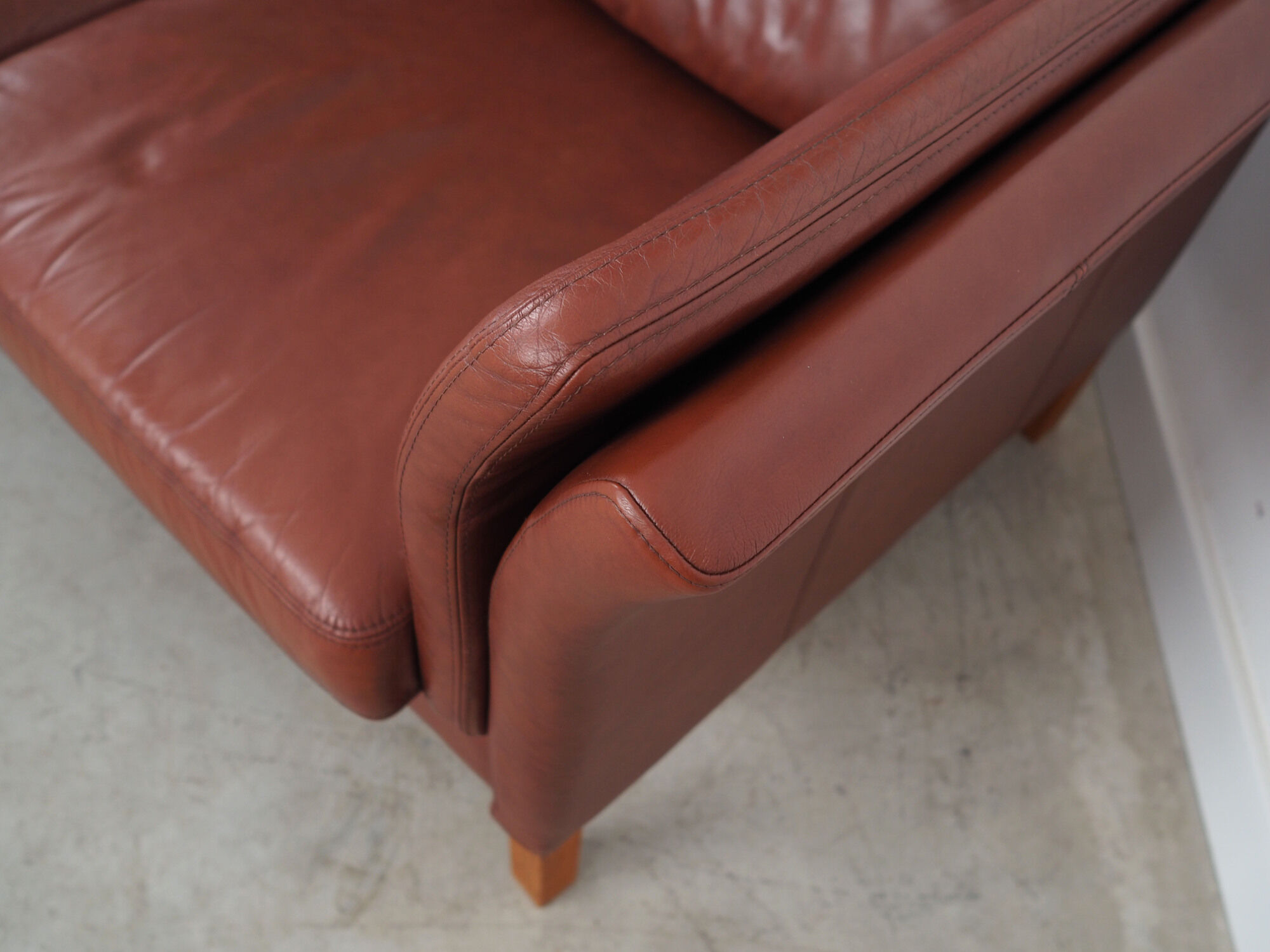 Brown leather sofa, Danish design, 1960s, production: Denmark