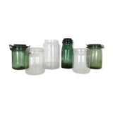 Set of 6 la Lorraine glass jars, green jar