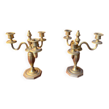 Pair of bronze candlesticks