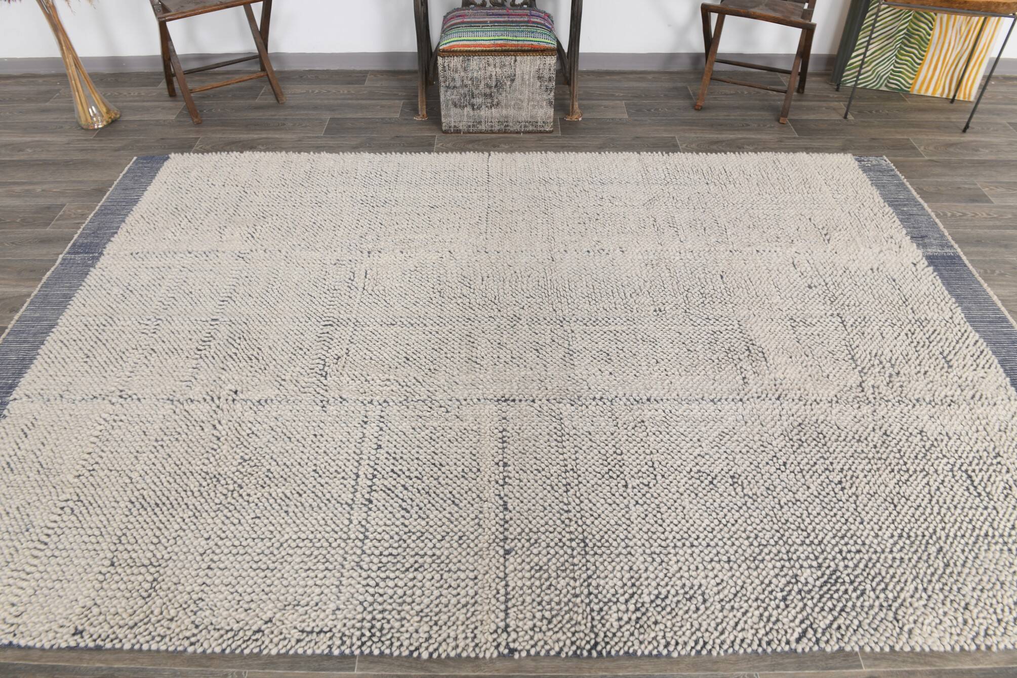 6x10 Rug For Living Room Soft Blue Beige Vintage Rug, 194x303Cm SK 34945