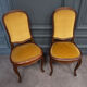 Suite of 6 Louis XV style chairs in walnut nineteenth yellow velvet