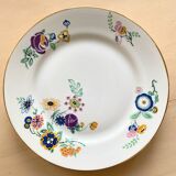 6 vintage plates in white Limoges porcelain signed TLB, flowers