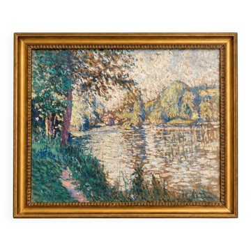 Pierre Thomas (1865-1930) — Bord de rivière en Limousin, huile sur toile