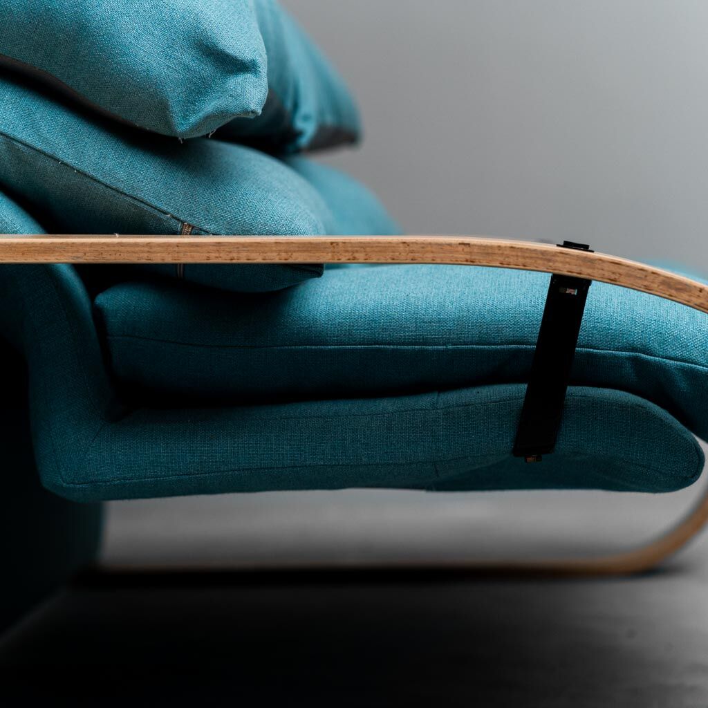 2 seater sofa in blue fabric 1970