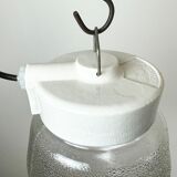 Vintage White Porcelain Pendant Light with Frosted Glass, 1970s