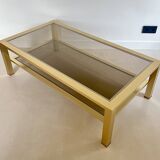 Large coffee table in gilded metal, France, 1970s