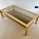 Large coffee table in gilded metal, France, 1970s