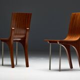 Postmodern Walnut Dining Chairs, Italy, 1980s
