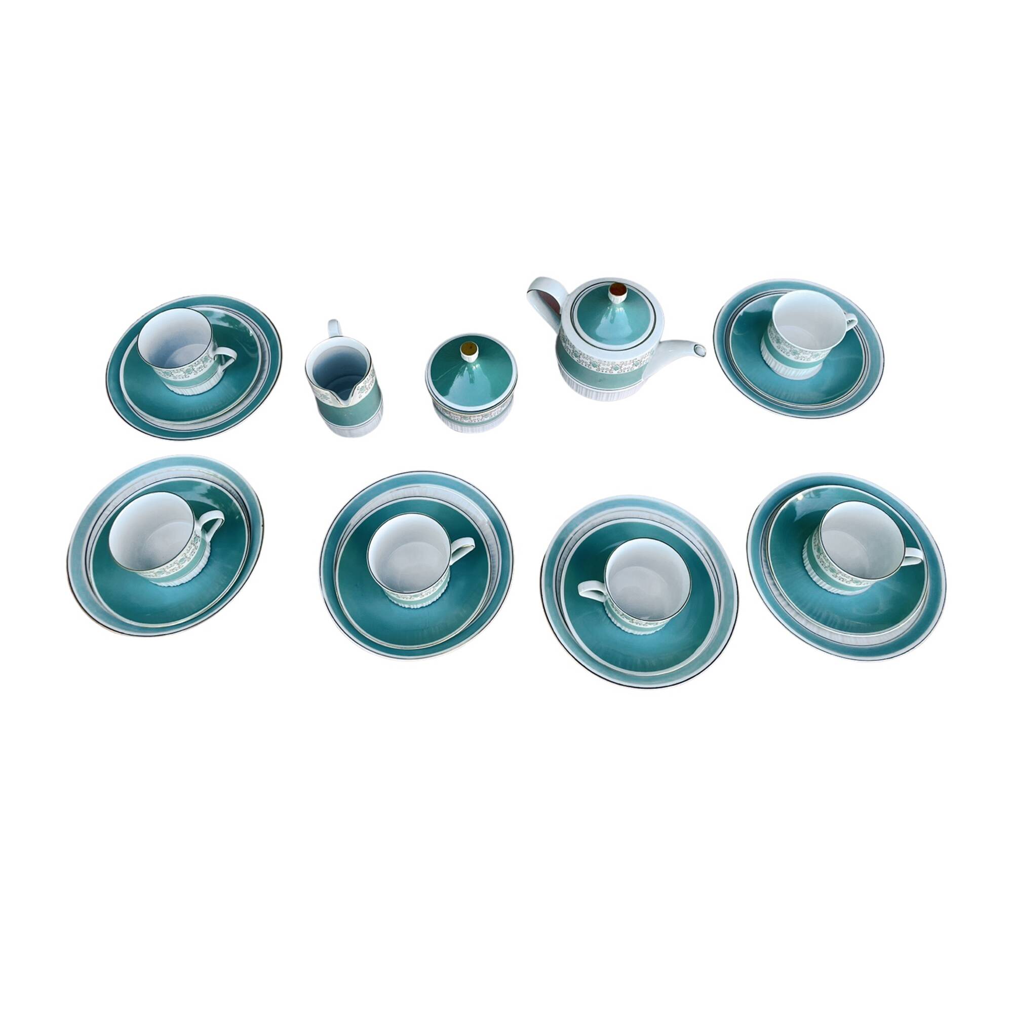 Turquoise porcelain service by Kahl, Germany, 1960s.