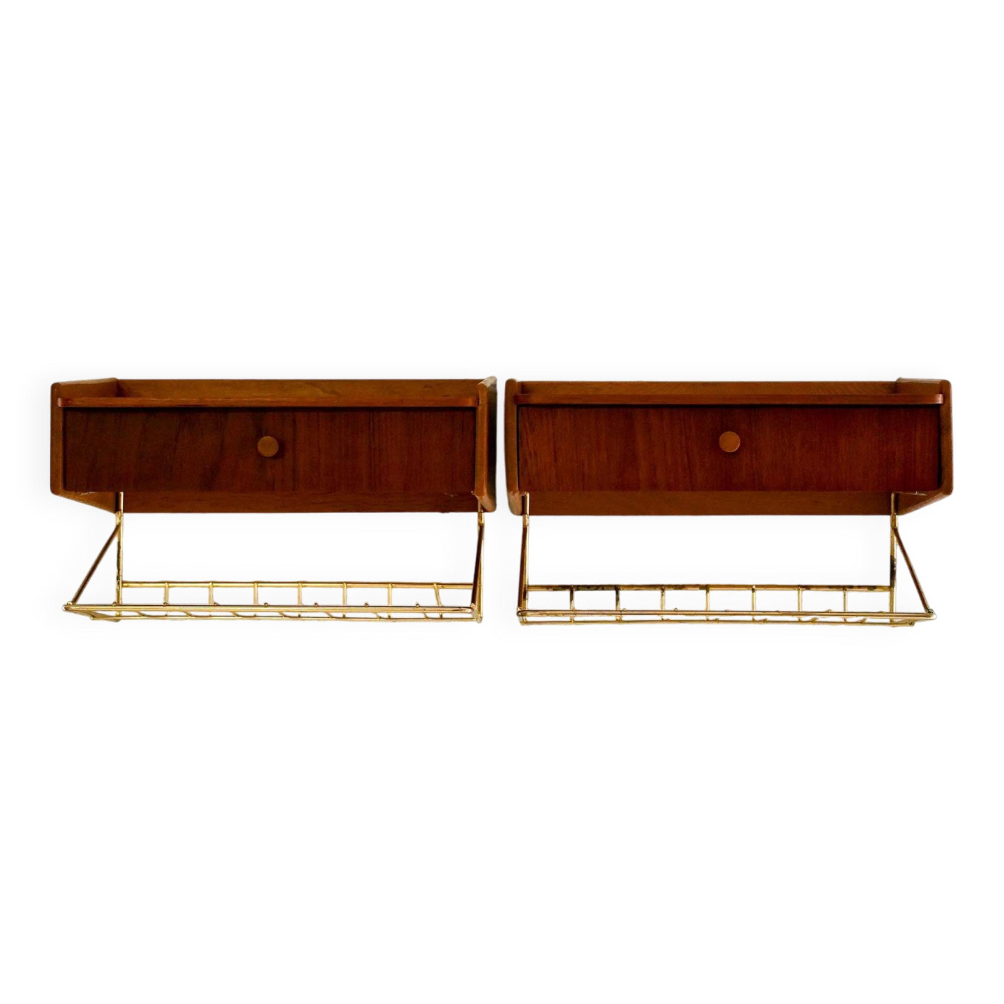 Pair of 1950s Scandinavian wall-mounted nightstands