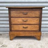 Rustic chest of drawers in solid oak 1950