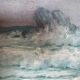 Ancient table, marine landscape, signed 20th century.