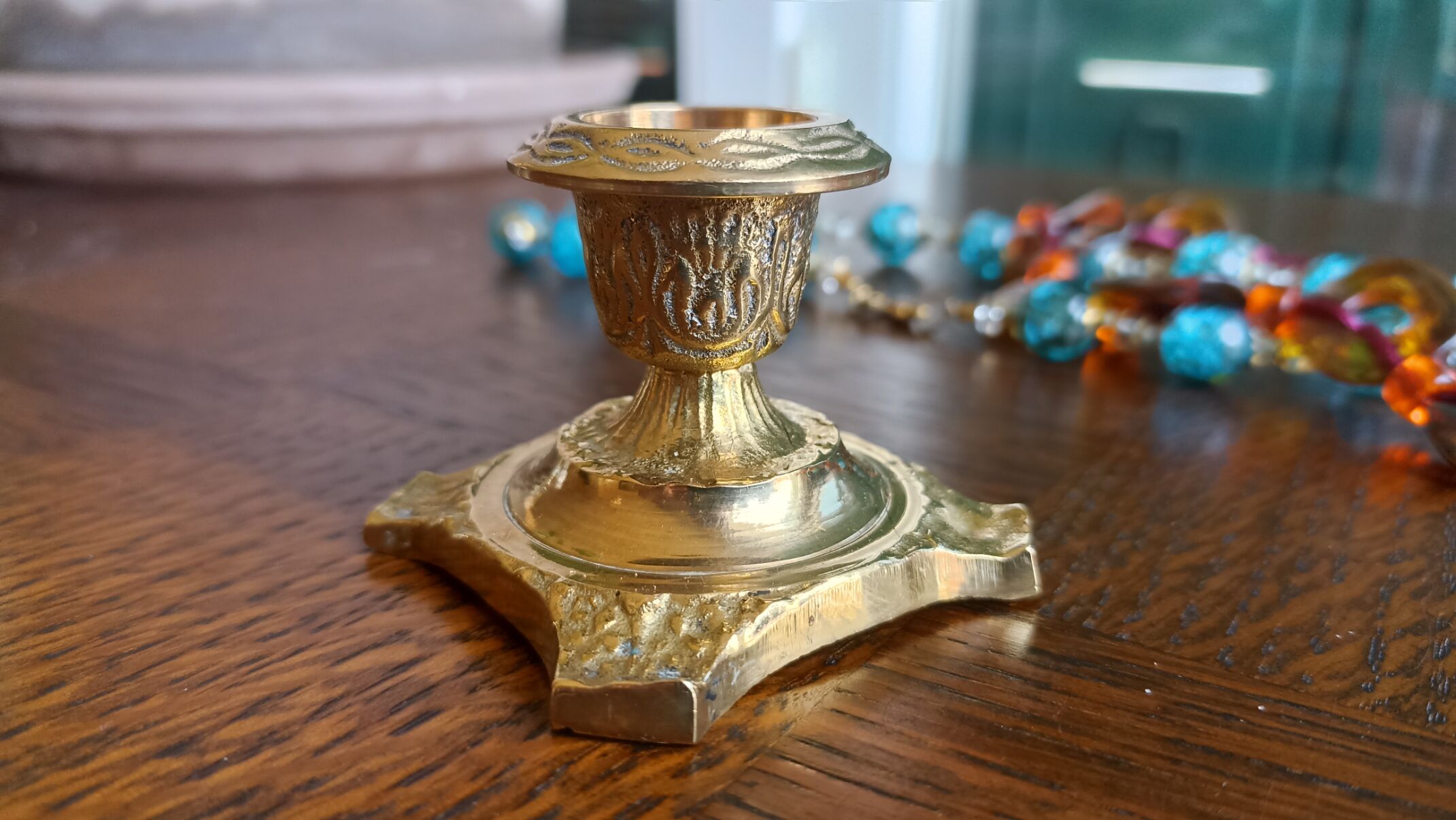 Gold solid brass candle holder
