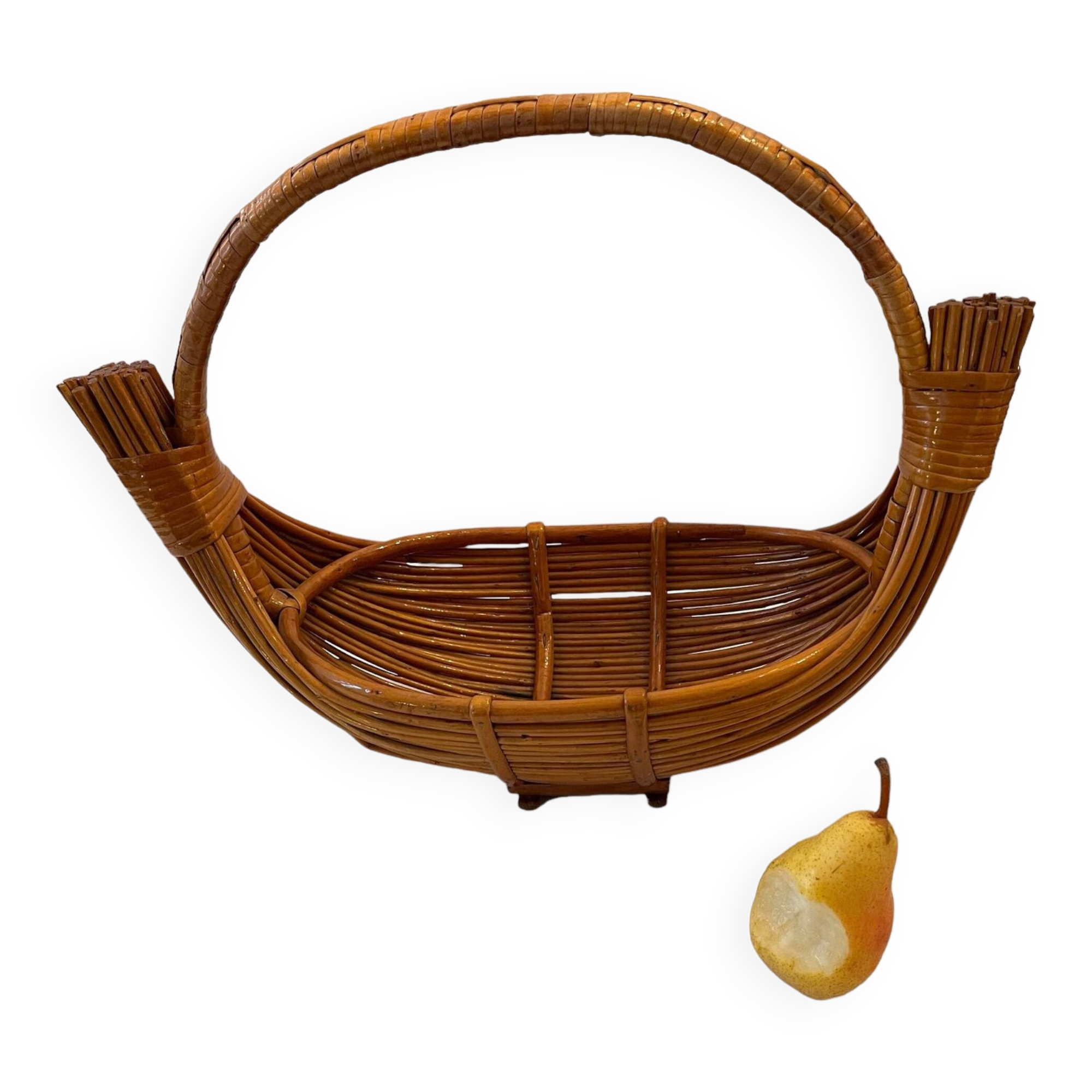 Large rattan/wicker fruit bowl, 1950 design