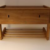Scandinavian bedside table or wall console, oak and teak, 1960