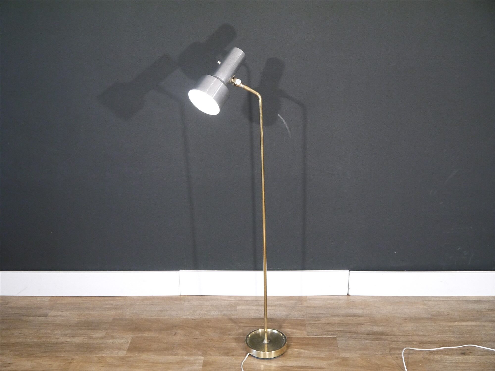 Vintage brass and brushed aluminum floor lamp