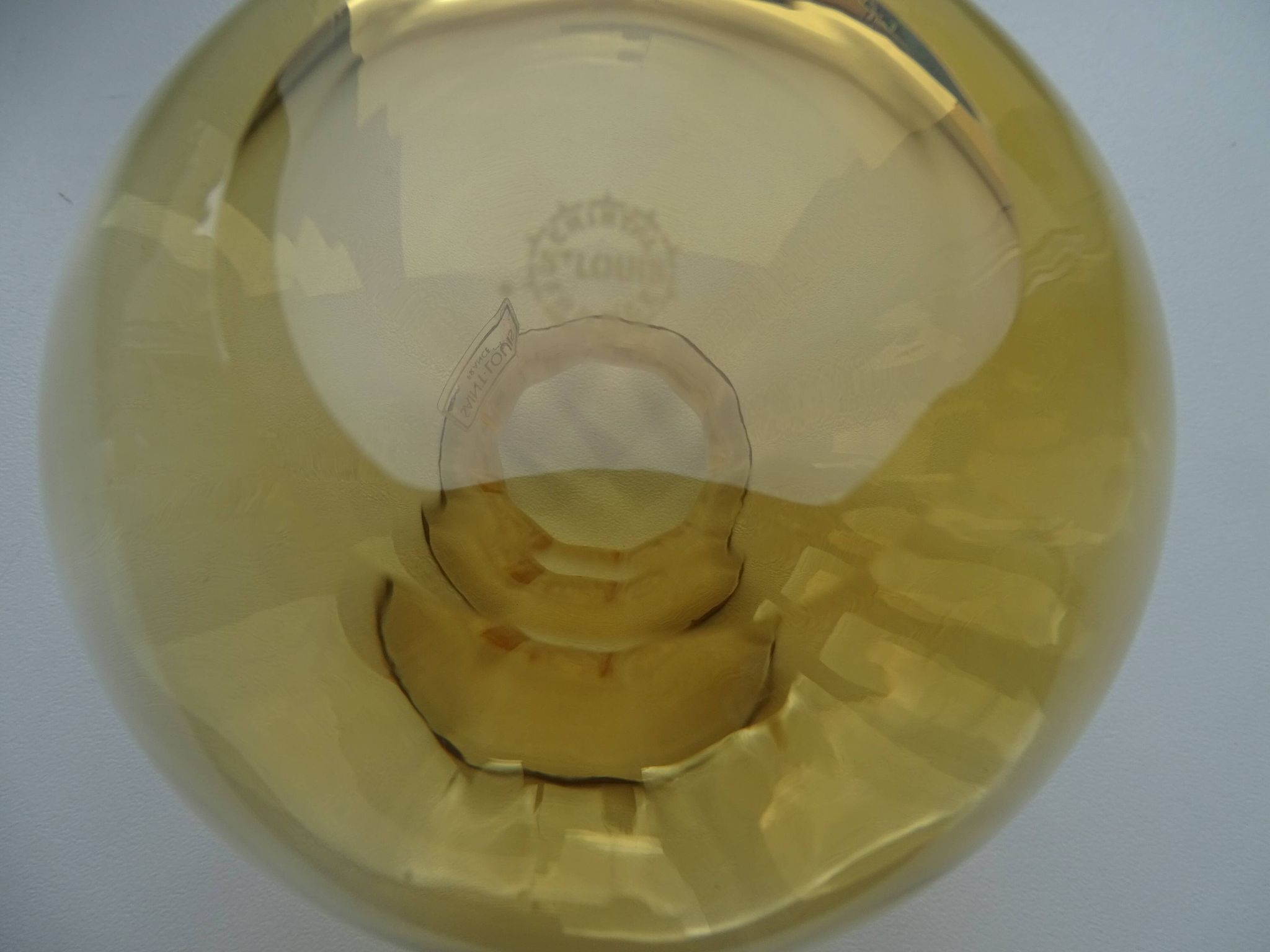 Crystal vase Saint Louis venetian amber orange ribs signed
