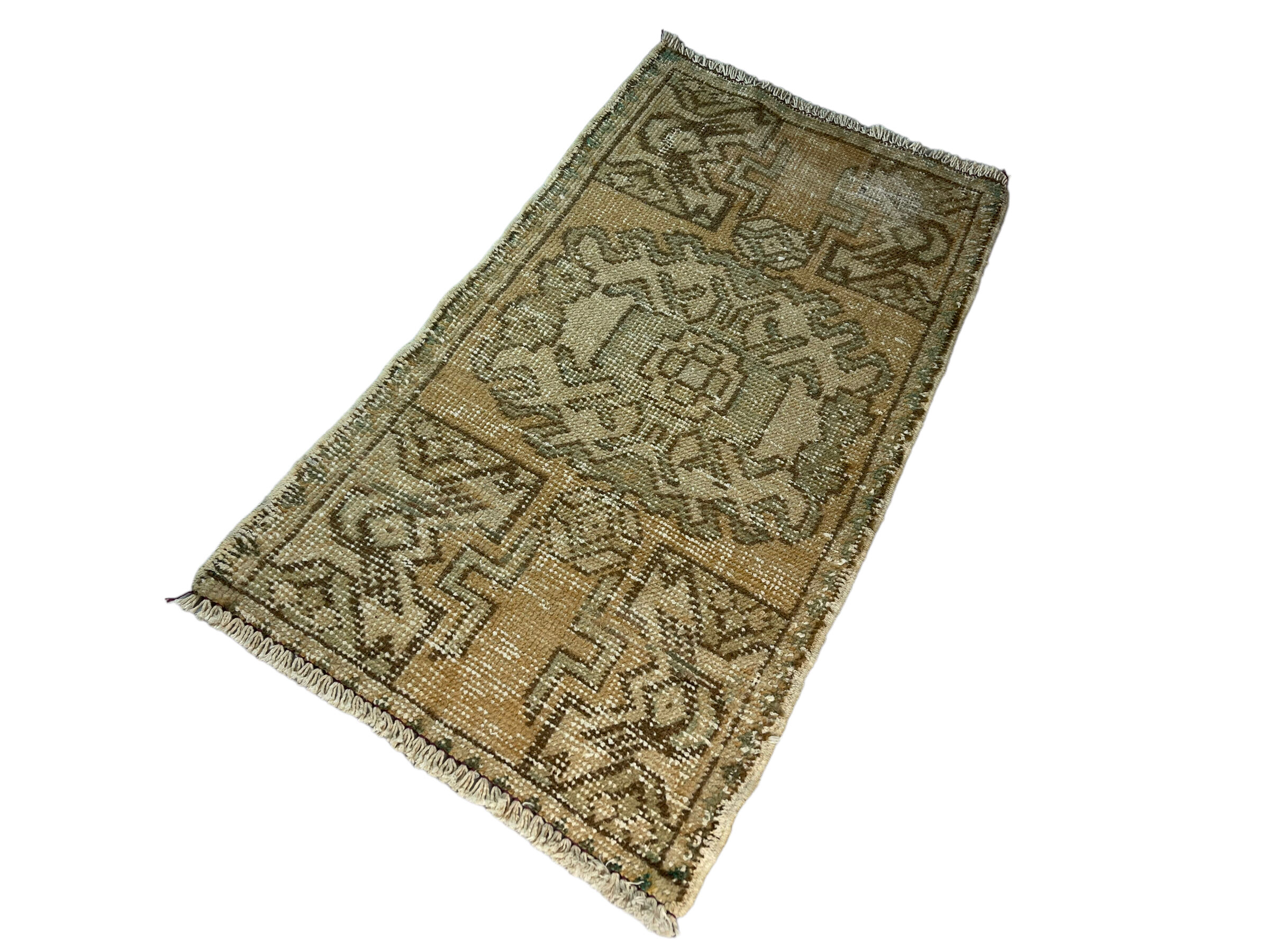 Vintage turkish pastel mini rug 91x 51 cm
