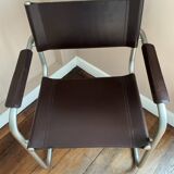 Metal and leather armchair, Marcel Breuer style.
