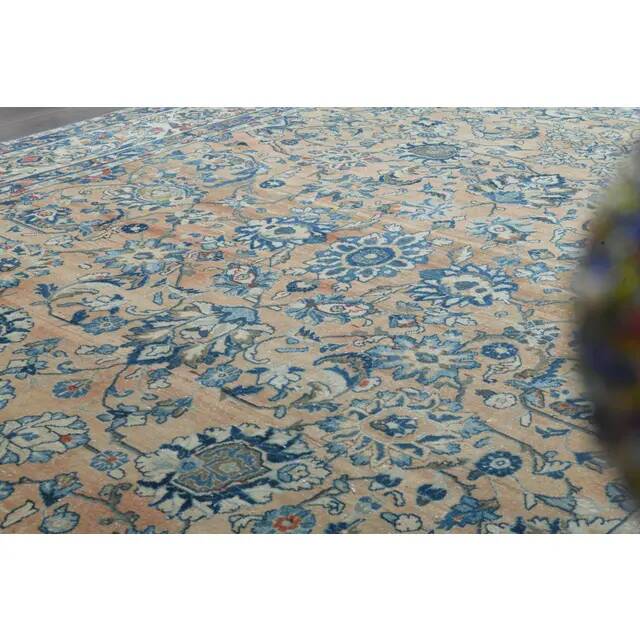 1970s Vintage Persian Handmade Wool Cotton Orange Area Rug 265x372