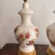 Antique Pair of Ceramic Floral Bulbous Lamps Shabby Chic