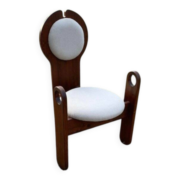 Vintage brown wooden dining chair by Szedleczky, 1970s design.