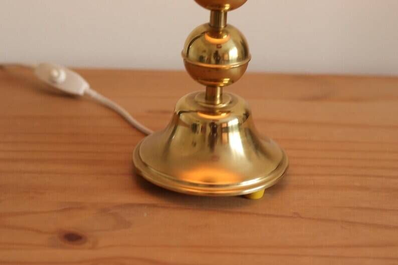 Pair of Vintage Swedish Table Lamps in Polished Brass, Signed Aneta