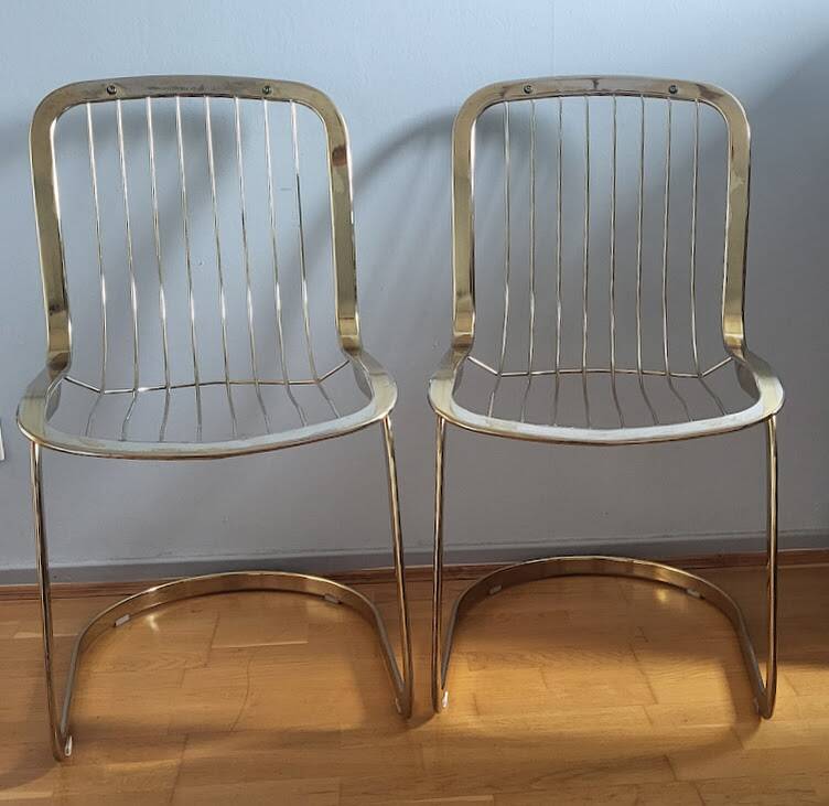 Golden metal chairs Cidue Italy 1970