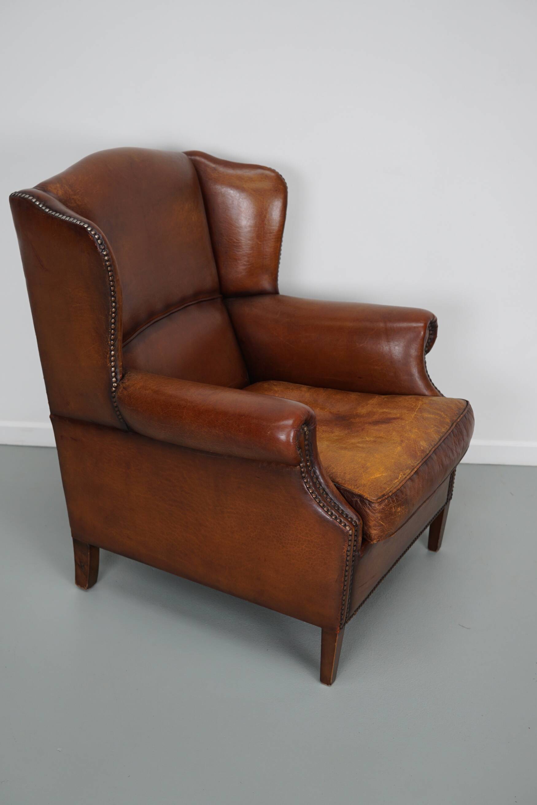Vintage Dutch Cognac Colored Leather Club Chair