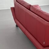 Italian design 3-seater sofa in leather and metal