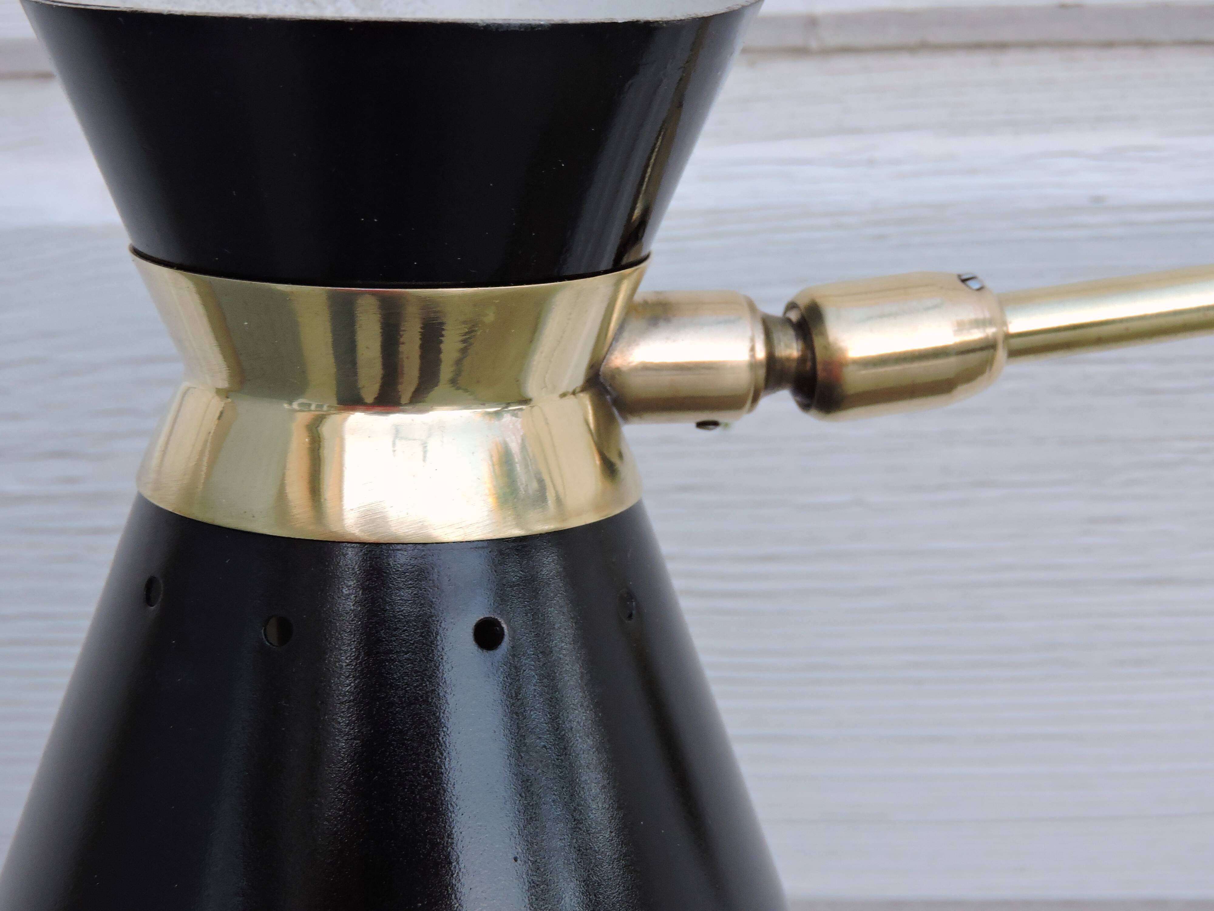 Adjustable stem wall lamp with ball head, diabolo lampshade