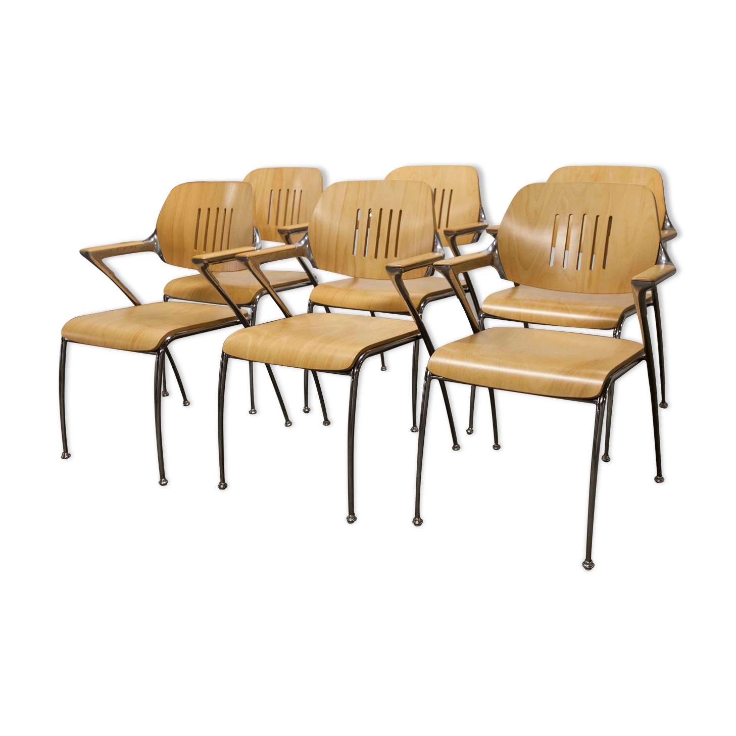 Lot of 6 "Golf" model chairs designed by Francesco Zaccone for the Brunner brand
