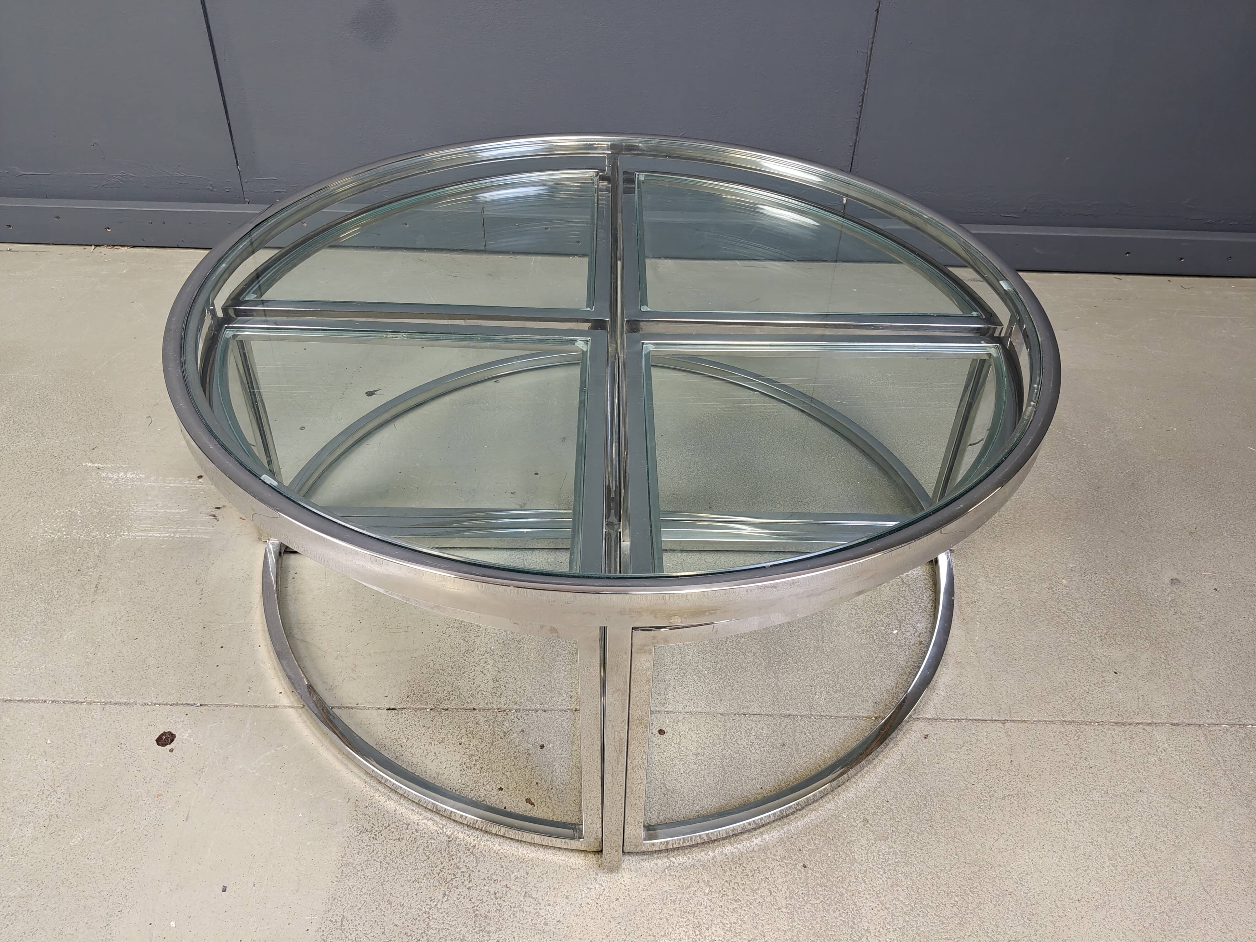Vintage chromed coffee table set, 1970s
