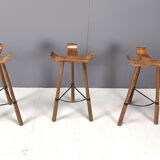 Mid century brutalist bar stools - set of 3, 1960s