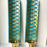 Swedish Grace Pair of Wall Candle holders Sconces in painted metal & b