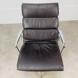 Armchair Ea 216 Eames edition Herman Miller brown leather
